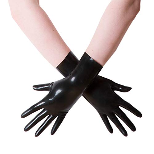 Guantes de látex para hombre, guantes cortos de látex, dedos de goma, guantes de fiesta de muñeca, Negro, Medium