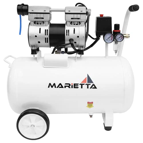 Compresor Libre de Aceite Marietta 50L 1HP 13 Gal. Compresor para Dental. Compresor de Aire para Pintar.