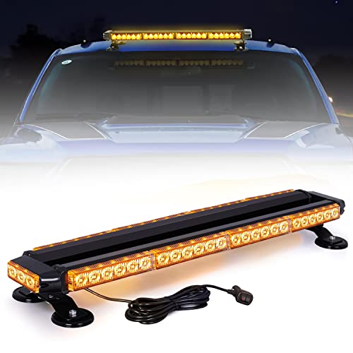 54 luces LED estroboscópicas para camiones y vehículos de 26.5 pulgadas, barra de luz de emergencia con base magnética, luces de advertencia para quitanieves, camioneta, SUV, remolque (54 LED, ámbar)