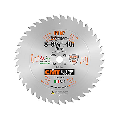 CMT ITK 251.040.08 Hoja de sierra de acabado industrial, 8-8-1/4 pulgadas x 40 dientes 1FTG+4ATB molienda con orificio de 5/8 pulgadas <>