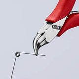 Knipex Tools 35 41 115 Alicates electrónicos, puntas semicirculares en ángulo, suaves, 4.5 pulgadas
