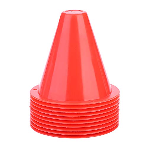Dioche Conos de Tráfico de Plástico, Paquete de 10 Conos Deportivos de 8 cm para Educación Física y Entrenamiento Deportivo(Rojo)