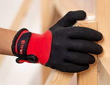 Guantes de trabajo impermeables aislados KG140W, guantes de trabajo aislados con forro térmico acrílico y doble agarre arrugado recubierto de látex en la mano completa (1, pequeño)