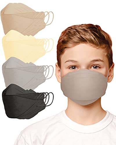 Máscara facial unisex para niños KF94 con paquete individual desechable 3D de 4 capas con filtros para niños, hecho en Corea (juego A)