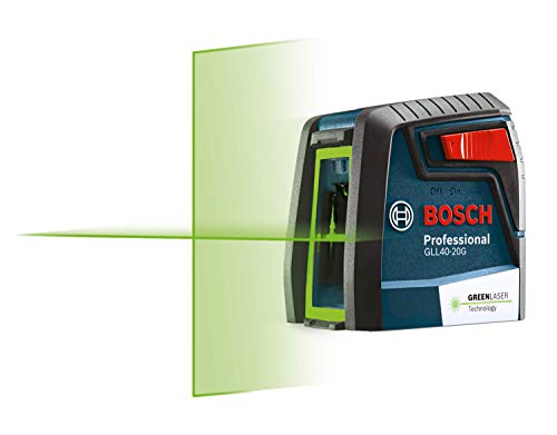 Bosch GLL40-20G Láser de línea cruzada autonivelante de haz verde de 40 pies con tecnología VisiMax, dispositivo de montaje flexible de 360 grados y bolsa de transporte