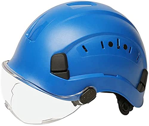 JIAChaoYi Casco de Seguridad ABS Casco de protección Ajustable para Trabajos en Altura con suspensión de 6 Puntos para construcción y Escalada(Color:Blue,Size: Type B)