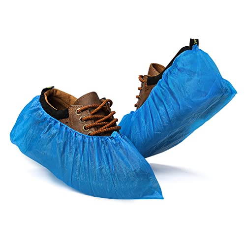 Fuxury Paquete de 200 (100 pares) fundas desechables antideslizantes e impermeables para zapatos de interior, protector de zapatos higiénico, fundas de pies antideslizantes duraderas, tamaño habitual que se adapta a la mayoría de