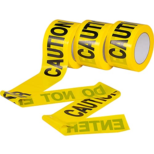 3 cintas amarillas de precaución para construcción de barricadas, cinta de precaución amarilla, cinta de advertencia de peligro, cinta de seguridad para fiestas de Halloween, zonas peligrosas, 7,6 cm x 1,5 m