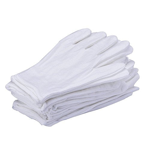 12 unidades/6 pares de guantes de trabajo de algodón blancos de 20,3 cm, talla única