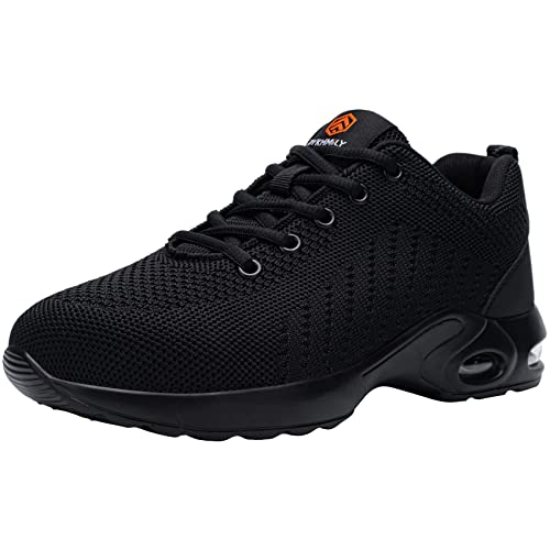 Fenlern Tenis de Seguridad Industrial Mujer Ligero Zapatos de Seguridad Zapatos con Casquillo Zapatos de Trabajo (24.0 W cm, Negro)