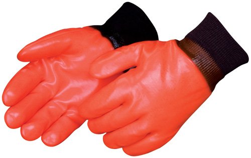 Liberty 2521 - Guantes con revestimiento de PVC y muñeca tejida, resistentes a los químicos, grandes, color naranja fluorescente (12 unidades)