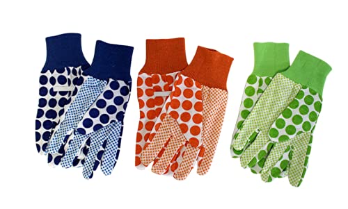3 pares de guantes de jardinería de polialgodón para mujer, talla M/L