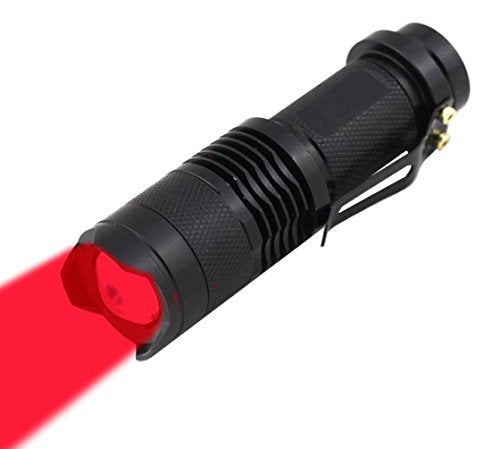 Linterna LED roja de un modo de alta potencia, potente linterna roja de un solo modo, linterna roja LED roja para astronomía, aviación, observación nocturna, negro
