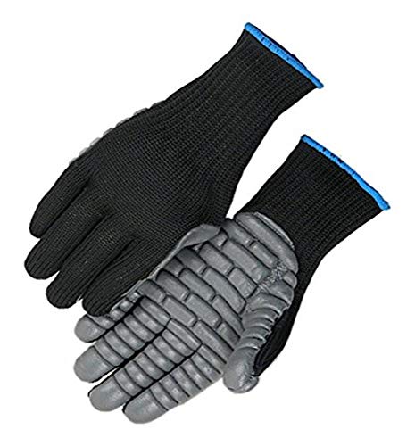 Majestic Glove 039-1905/9 Guante industrial, dedo completo, antivibración, nailon, mediano, tamaño 9, negro (paquete de 12)