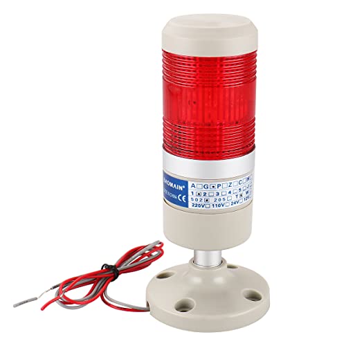 Baomain Columna de luz de señal industrial LED alarma redonda luz indicadora de luz continua luz de advertencia roja CA 110 V