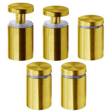 Hordion - 8 tornillos separadores de acero inoxidable de 1/2 x 4/5 pulgadas, tornillos de acero para publicidad, soporte de pared de metal resistente para letreros acrílicos para colgar marcos de fotos (dorado)