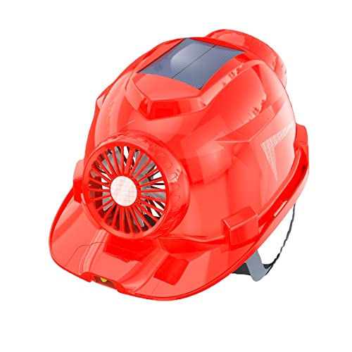 FiveShops Sombreros Duros, Casco de Seguridad, Sombrero de Ventilador Transpirable ventilado con Ventilador Solar y Forro Ajustable extraíble para Trabajos de construcción