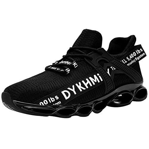 DYKHMATE Zapatos de Seguridad para Hombre Ligeros, Modernos, Transpirables, cómodos, antigolpes, Zapatos de Tenis de Trabajo (10, Blanco Negro)