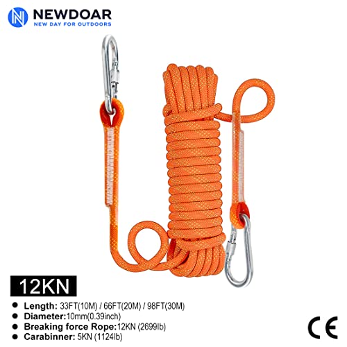 NewDoar Cuerda de escalada estática de 10 mm (3/8 pulgadas), equipo de –  Los tornillos