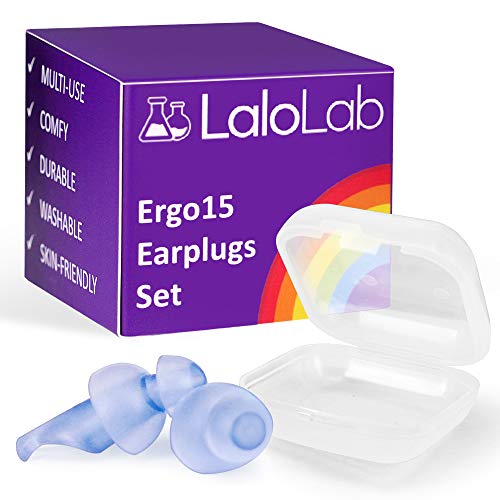 LaloLab - Tapones para los oídos para dormir | 1 par con contenedor | Cómodos tapones reutilizables para reducir el ruido para dormir y ronquidos, viajes, trabajo, hasta 28 dB NRR | Tamaño mediano