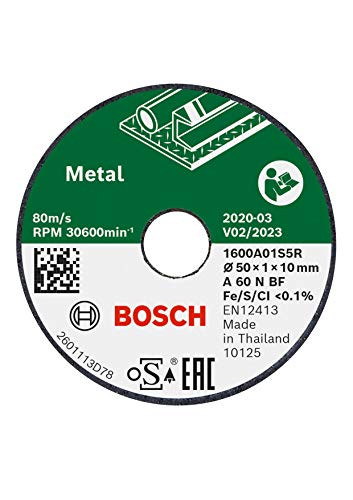 Bosch Home and Garden 1600A01S5Y 3 discos de corte (para metal, Ø 50 mm, accesorios para Bosch Easy Cut&Grind)