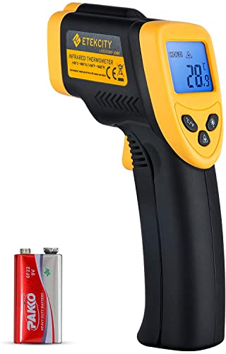 Etekcity Lasergrip 1080 Termómetro pistola de temperatura infrarrojo láser digital sin contacto, -58 ℉ ~ 1022 ℉ (-50 ℃ ～ 550 ℃), Amarillo y Negro