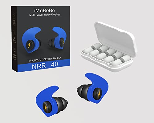 Tapones para los oídos con cancelación de ruido NRR40, protección para los oídos para dormir, 6 pares de silicona + esponja lavable y reutilizable, adecuado para natación, trabajo de estudio, viajes, actividades ruidosas (azul)