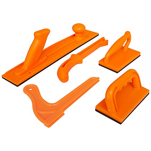 Fulton Safety - Juego de 5 piezas de bloque de empuje y palo de empuje para carpintería de seguridad, color naranja, ideal para carpintería y uso en sierras de mesa, mesas de router, juntas y sierras de cinta