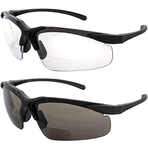 Global Vision Set of 2 Apex 1.5 Bifocal Safety Glasses - Clear and Smoke Lens by Global Vision Eyewear