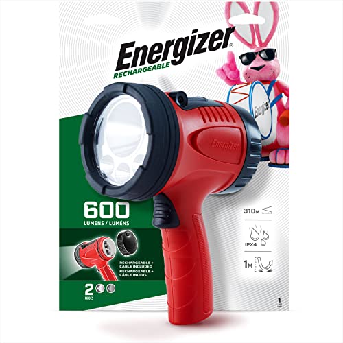 Energizer Foco portátil LED, Linterna Recargable para entornos de Trabajo difíciles y proyectos de Bricolaje, luz Flash con Cable USB Incluido, Paquete de 1, Rojo