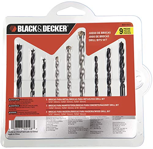 BLACK+DECKER Juego de Brocas HSS Multimaterial 9 Piezas BD0110CS