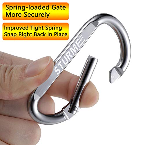 20 pcs Carabiner Clip Keychains 2 Aluminum D-Ring Spring Small Carabiners  Clip Set for Outdoor