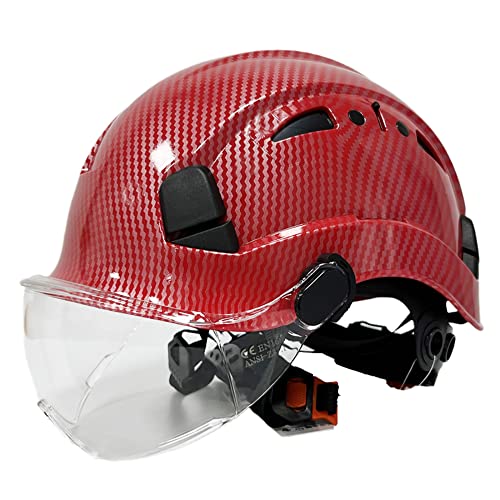 LINGOSHUN Casco de Seguridad con Gafas Protección para la Cabeza Casco Ajustable Casco de Construcción para Electricista,Industria/A / 1 PCS