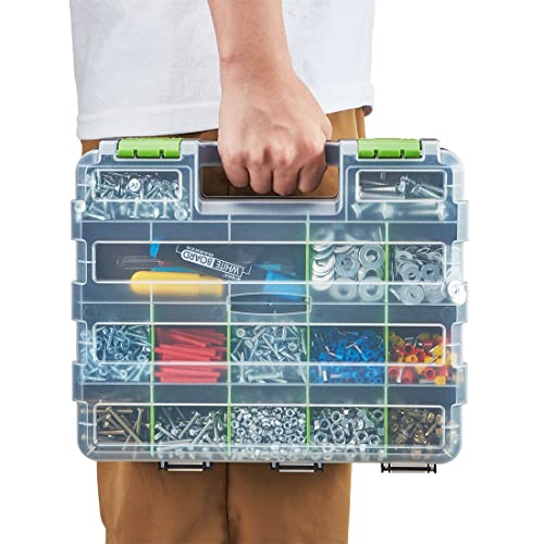 Caja de herramientas, organizador de tornillos, 34 compartimentos  extraíbles de plástico de doble cara, organizador de piezas pequeñas, caja