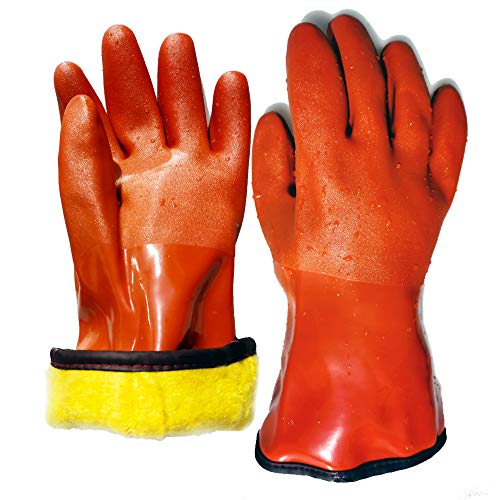 Aislados e impermeables, resistentes a los químicos y al aceite, trabajo en congelador, guantes cálidos, antideslizantes, ultra flexibles (1 par)