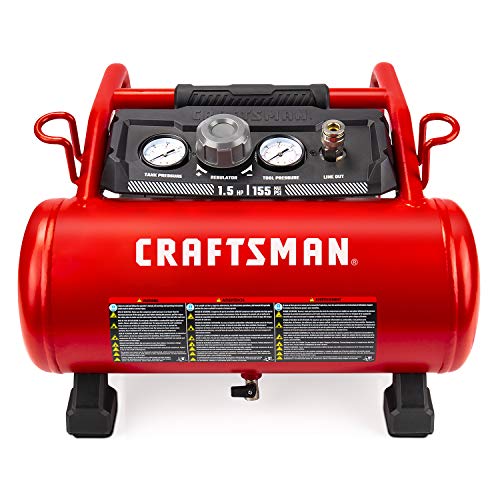 Compresor de aire Craftsman, 3 galones 1,5 HP Max 155 psi, sin aceite, portátil, rojo - CMXECXA0200341