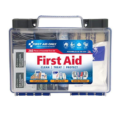 First Aid Only Kit de primeros auxilios multiusos de 260 piezas, cumple con OSHA