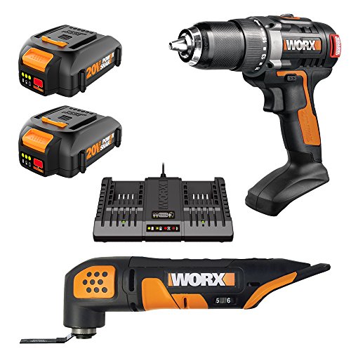 Worx wo7048 20 V taladro/conductor y 20 V oscilante Combo Kit de herramientas con dos pilas 20 V