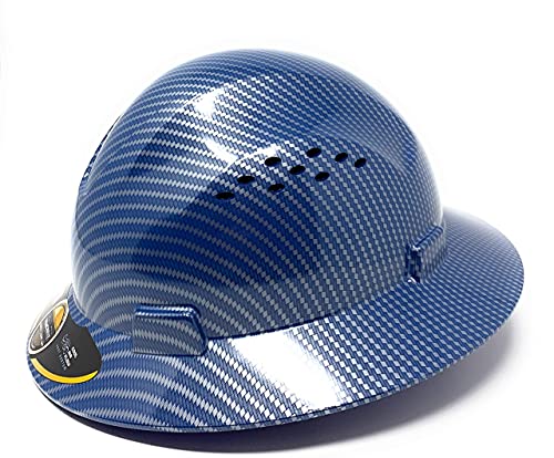 HDPE Hydro Dipped Full Wing Hard Hat con suspensión Fas-trac de 4 puntos (azul)