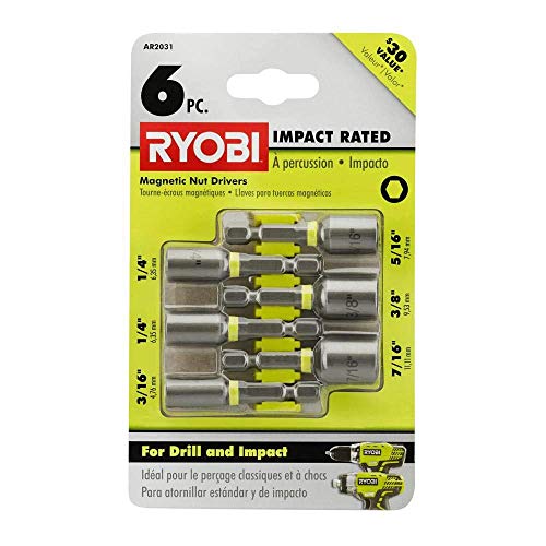RYOBI AR2031 Juego de destornilladores magnéticos para tuercas (6 piezas)