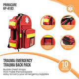 Primacare KP-4183 - Suministros médicos de emergencia para traumatismos tácticos de 17 x 6 x 9 pulgadas, bolsa trasera para traumas para sostener tanque de O2