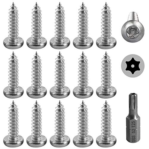 Hilitchi 50 tornillos de acero inoxidable #10 x 3/4 pulgadas con cabeza de botón Torx para chapa de metal, tornillos de seguridad plateados, antirrobo, a prueba de manipulaciones con broca T25