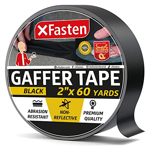 Cinta adhesiva profesional XFasten, 2 pulgadas x 60 yardas (5,08cm x 54,86m) (Negro)