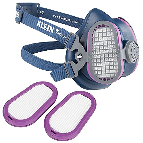 Máscara facial, kit de respirador P100, incluye máscara respiradora y filtro de repuesto, 2 piezas Klein Tools 80044, Negro, M/L with Extra Replacement Filters