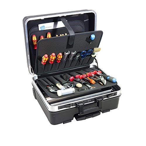 B&W International GO Caja de herramientas portátil con ruedas y tablas de bolsillo, color negro