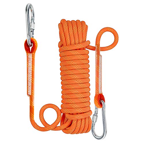 NewDoar Cuerda de escalada estática de 10 mm (3/8 pulgadas), equipo de cuerda de escape, equipo de escalada en hielo, cuerda de rescate de incendios (naranja/33 pies/10 m)