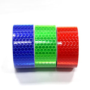 3 piezas 2,5 cmx2.5 m autoadhesiva de seguridad cinta de advertencia de seguridad cinta de vidrio reflector cinta cinta adhesiva de señalización para coche/remolques/camión/Traffic/sitio de construcción (, Verde Claro, Azul, Verde), Rojo,azul,verde, 2.5cm