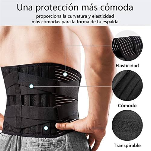  Cinturón de apoyo lumbar, cinturón de apoyo de espalda suave,  lavable, ajustable con placa de acero para hombres para tensión muscular  lumbar para aliviar el dolor de espalda para mujeres (M) 