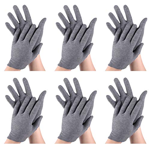 Guantes de algodón gris 24 unidades, guantes de trabajo de seguridad, guantes de inspección, guantes de eccema, guantes de algodón grueso respetuoso con la piel, guantes para secar manos, limpieza, inspección