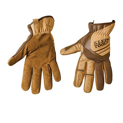 Klein Tools Journeyman - Guantes de piel para uso general, tamaño grande, color marrón